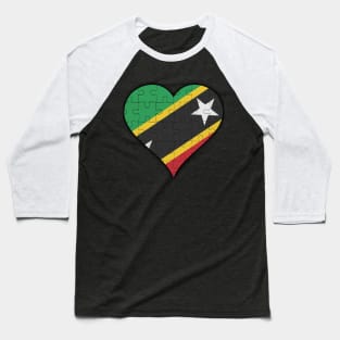 Kittian Jigsaw Puzzle Heart Design - Gift for Kittian With Saint Kitts and Nevis Roots Baseball T-Shirt